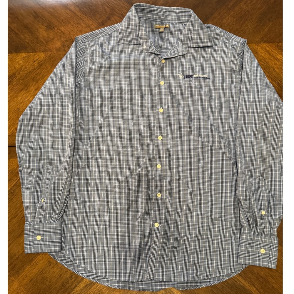Peter Millar Corporate Plaid Long Sleeve Button Up Shirt Men's Casual Top |F1